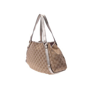 Gucci leather Abbey metallic trim Canvas bag shoulder GG